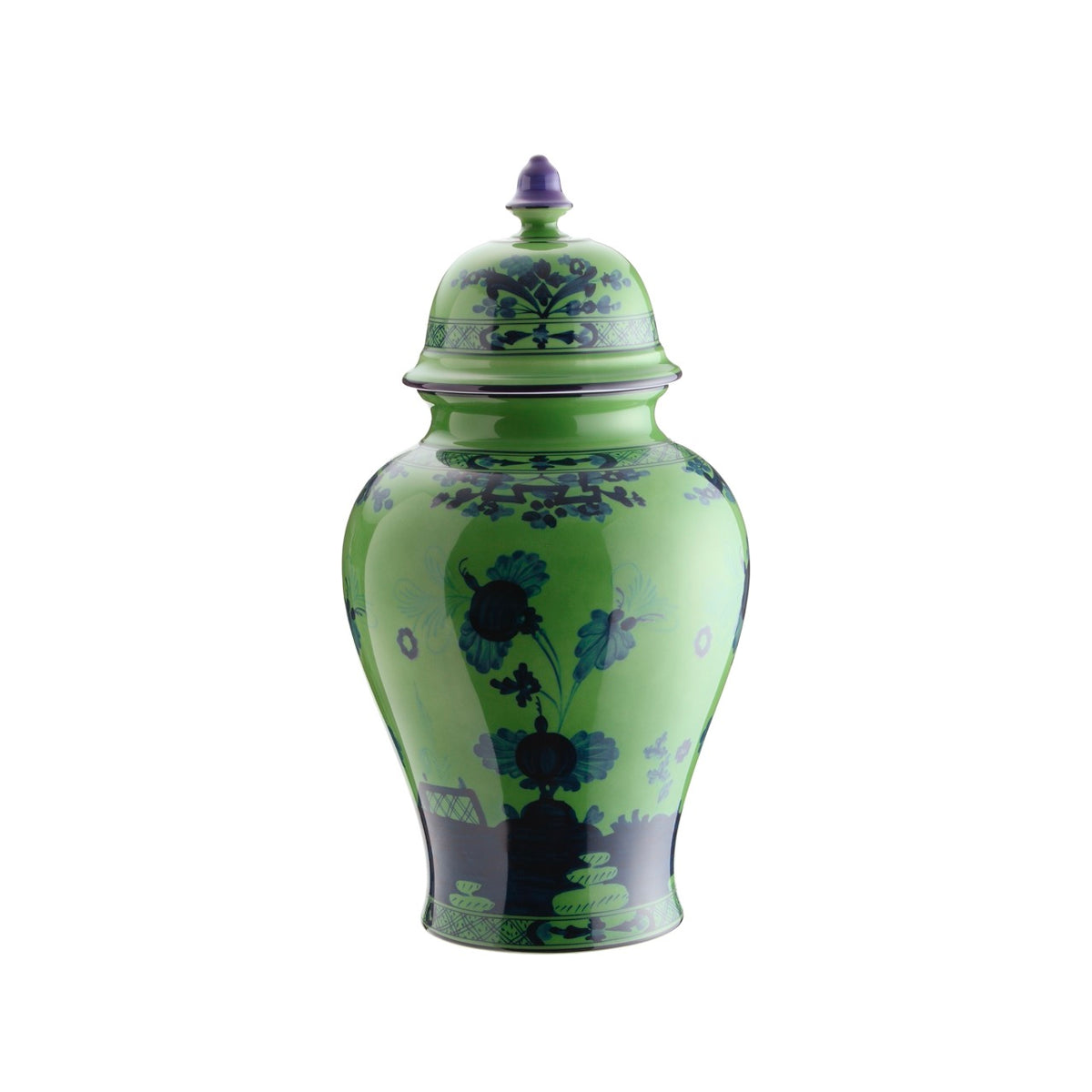 Oriente Italiano Large Potiche Vase With Cover in Malachite