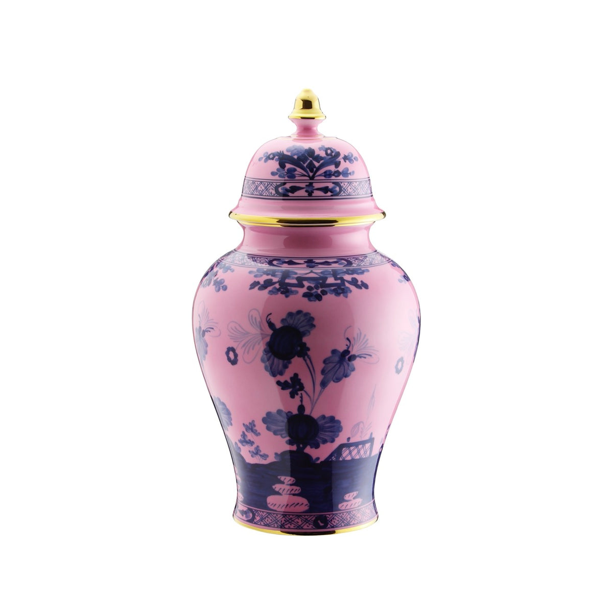 Oriente Italiano Large Potiche Vase With Cover in Azalea