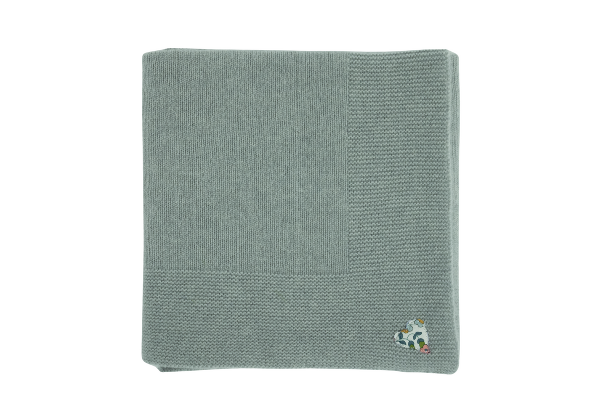 cashmere & liberty blanket grey/multi pink wildflowers
