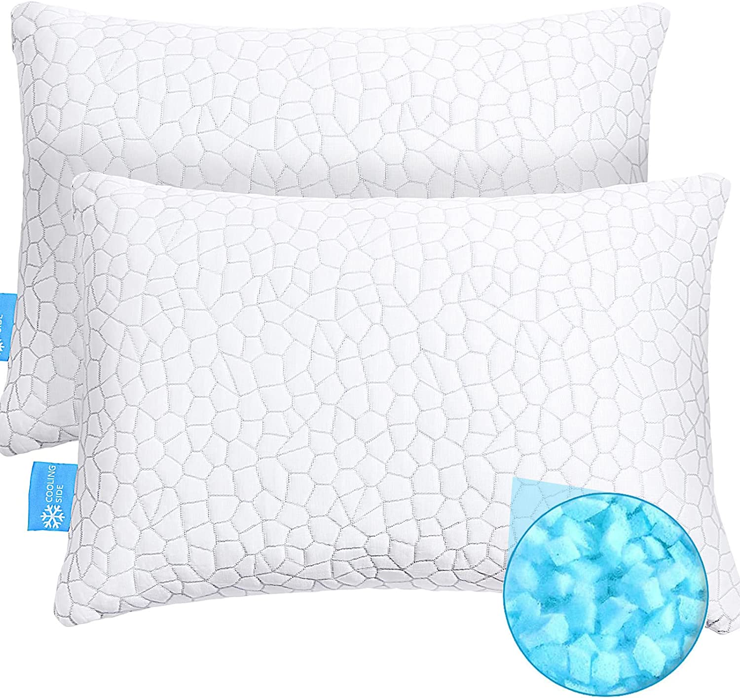 Cooling Bed Pillows for Sleeping 2 Pack Shredded Memory Foam Pillows Queen Size Set of 2