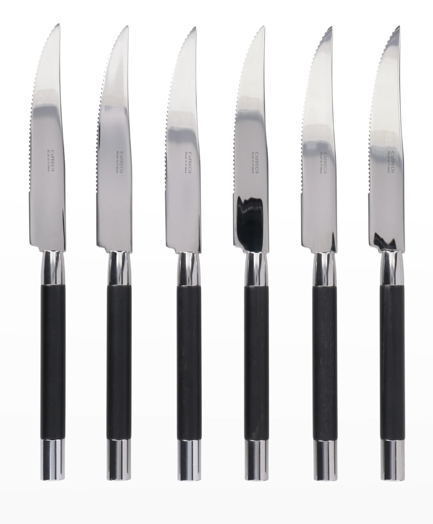 CapdecoConty 6-Piece Steak Knives, Black Wood