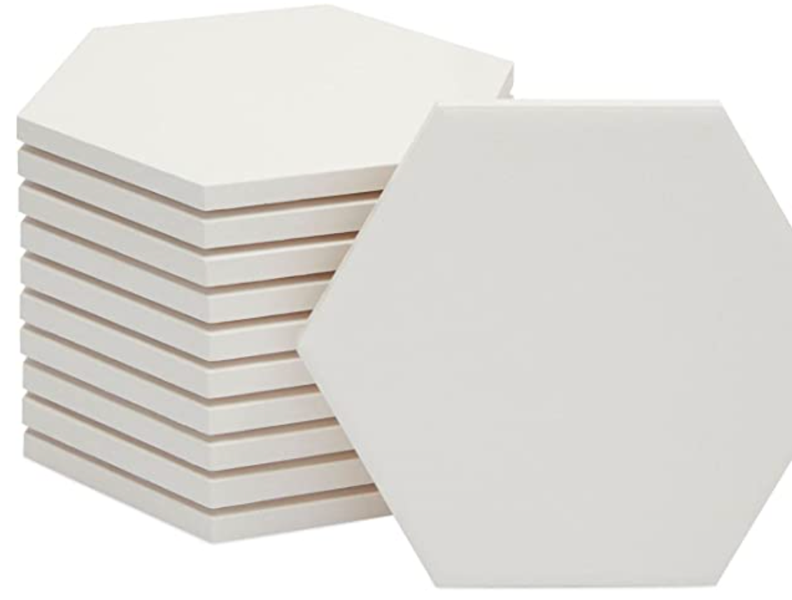 Blank White Ceramic Hexagon Coasters