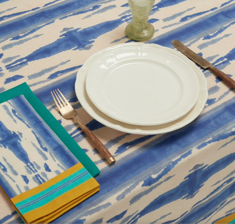 Cotton Tablecloth in Flame Blue