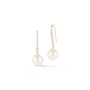 14K Gold Single Pearl Drop Earrings