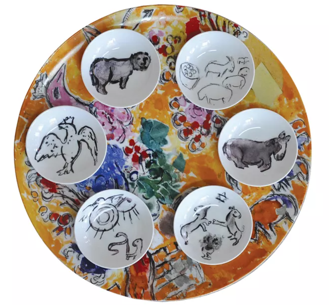 Bernardaud Marc Chagall Joseph Tribe Seder Platter & Dishes, Set of 6