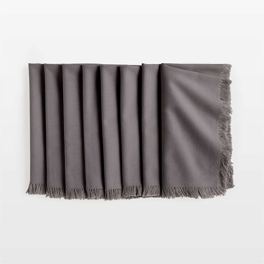 Craft Storm Grey Organic Cotton Fringe Napkins, Set of 8