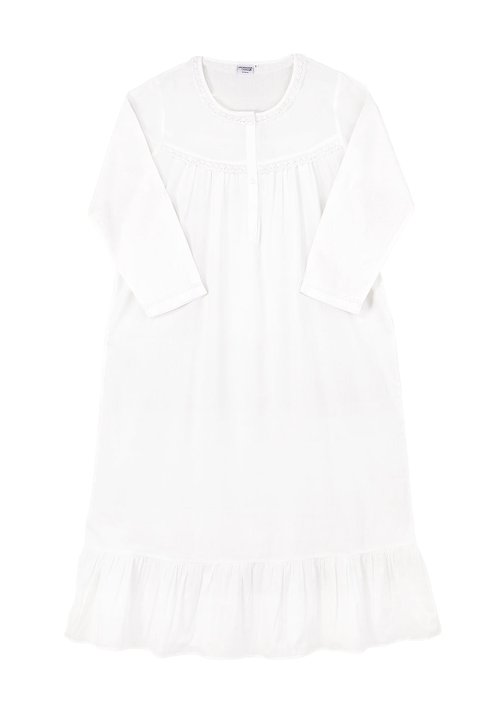 Catherine Long Sleeve Nightgown with Ruffle Hem