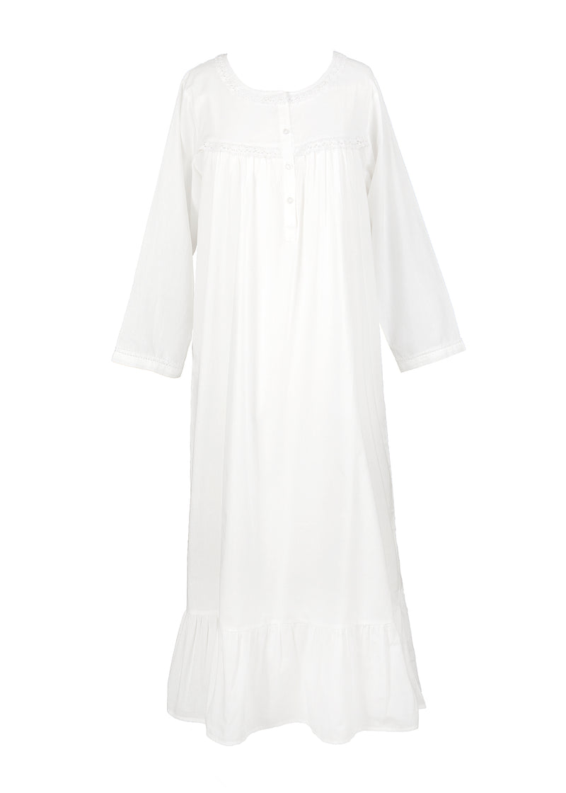 Catherine Long Sleeve Nightgown with Ruffle Hem