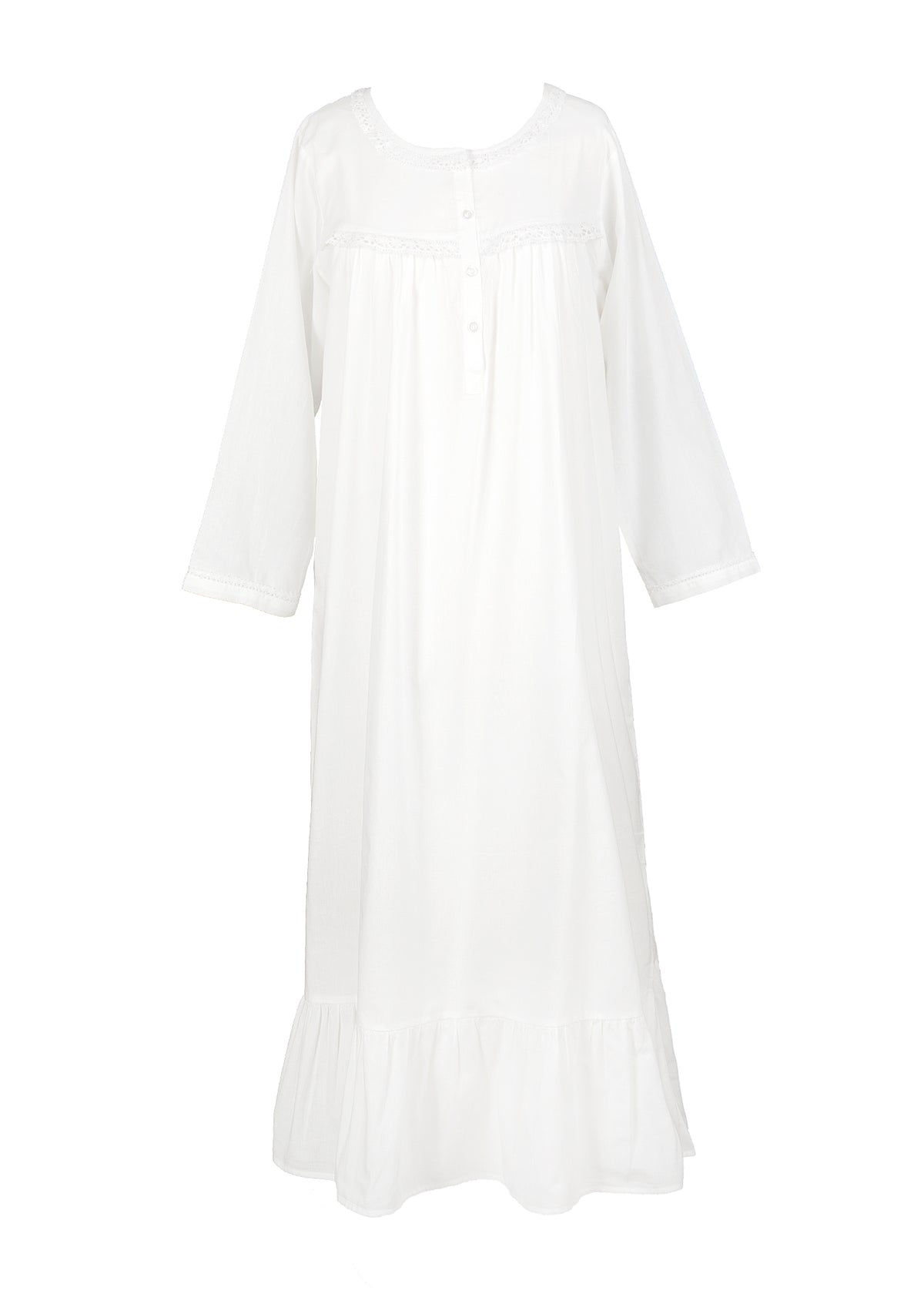 Catherine Long Sleeve Nightgown with Ruffle Hem