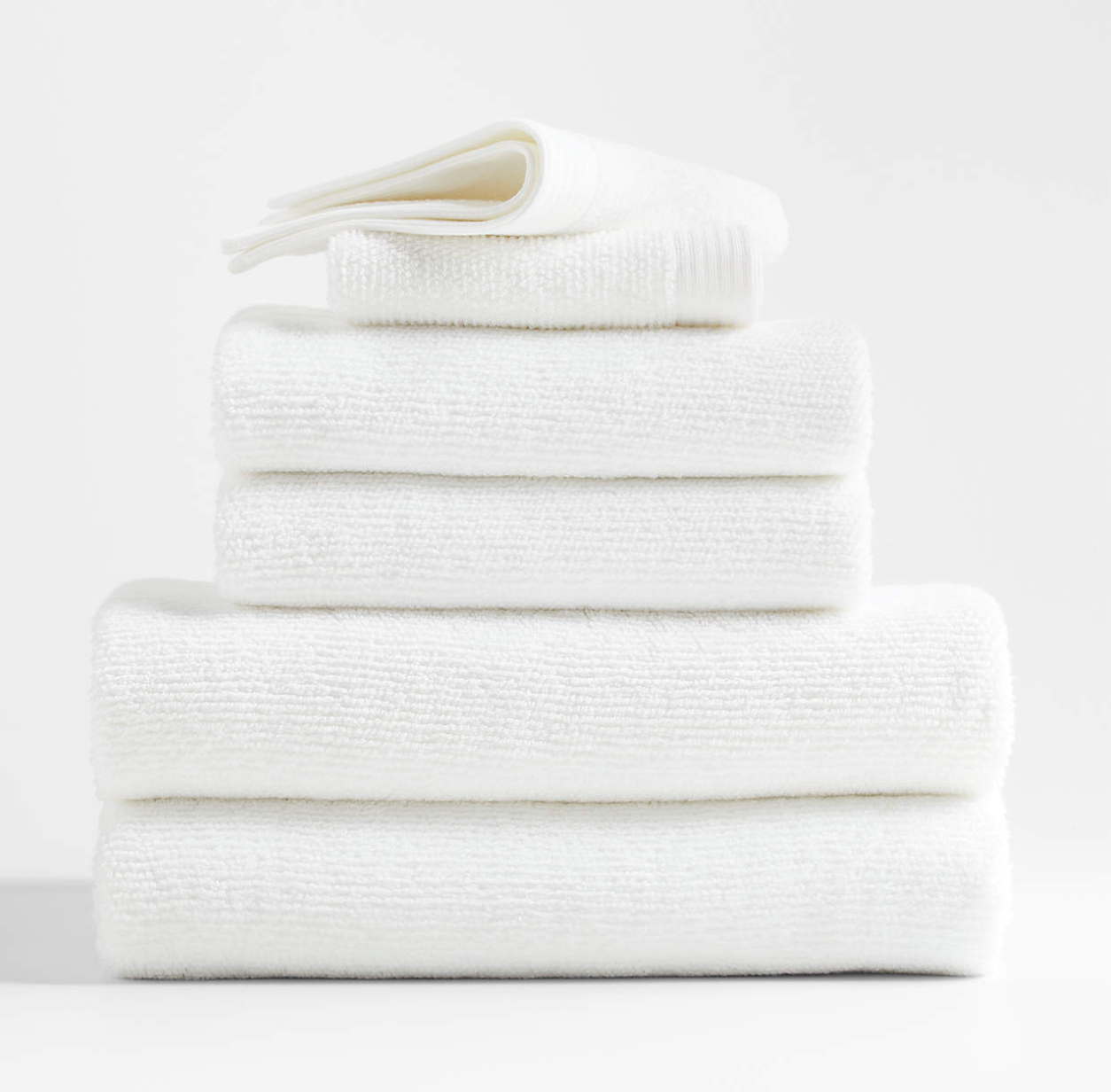 Antimicrobial Organic Cotton Bright White Bath Towels, Set of 6
