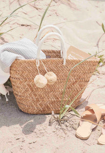 St. Tropez Pom Pom Straw Tote