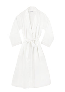 Long Sleeve Cotton Bathrobe with Lace Detail