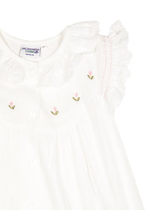 Gracie White Cotton Dress with Butterfly Sleeves