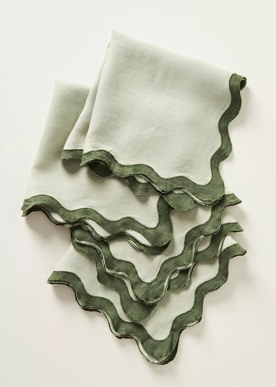 Bed Threads Scalloped Linen Napkins, Set of 4