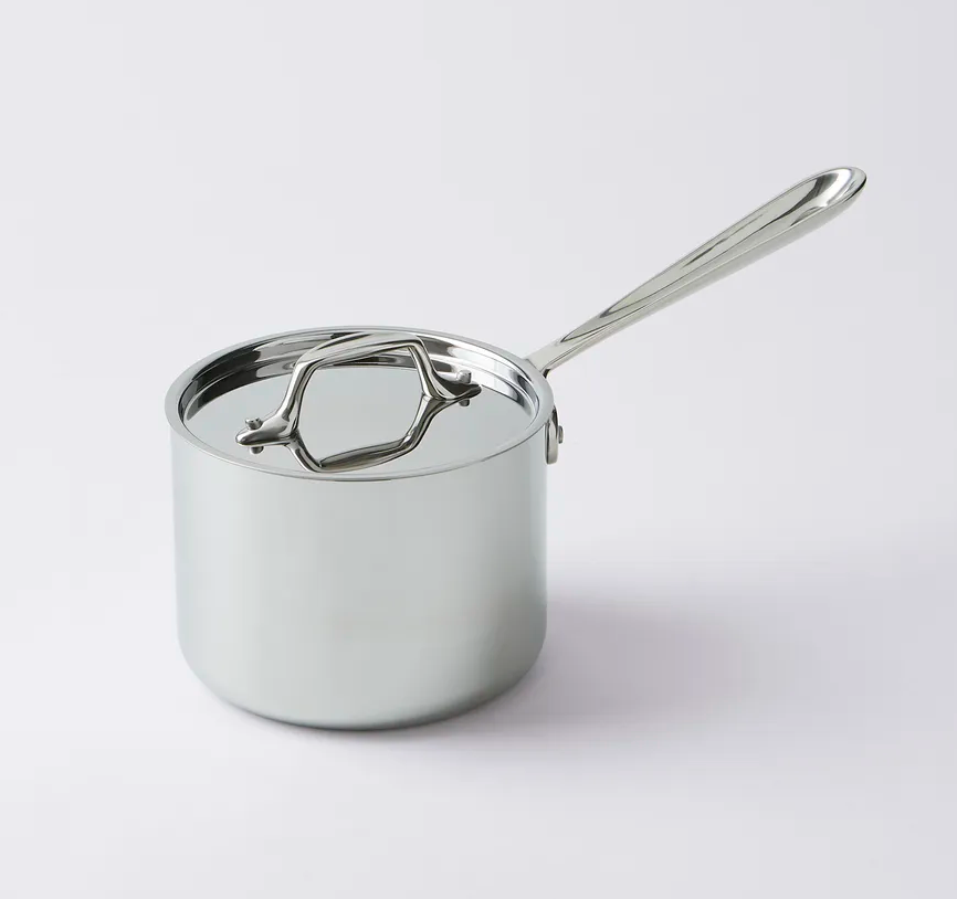 All-Clad D3 Tri-Ply Stainless Steel Saucepan with Lid, 2-quart