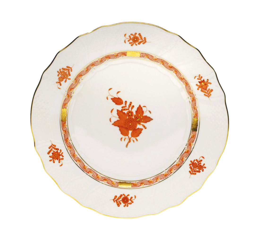 Chinese Bouquet Dinner Plate in Rust