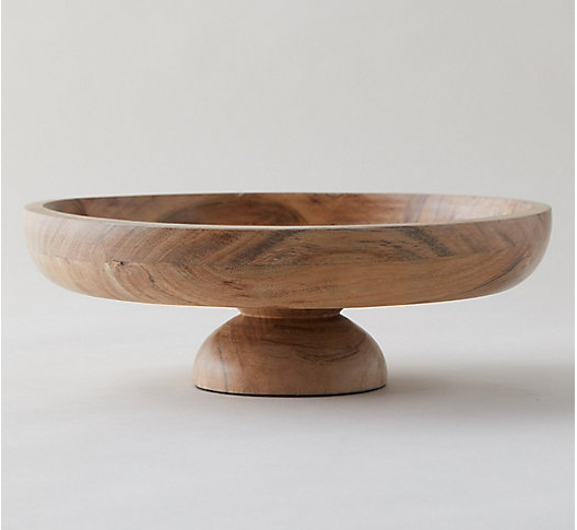 Acacia Wood Footed Serving Bowl