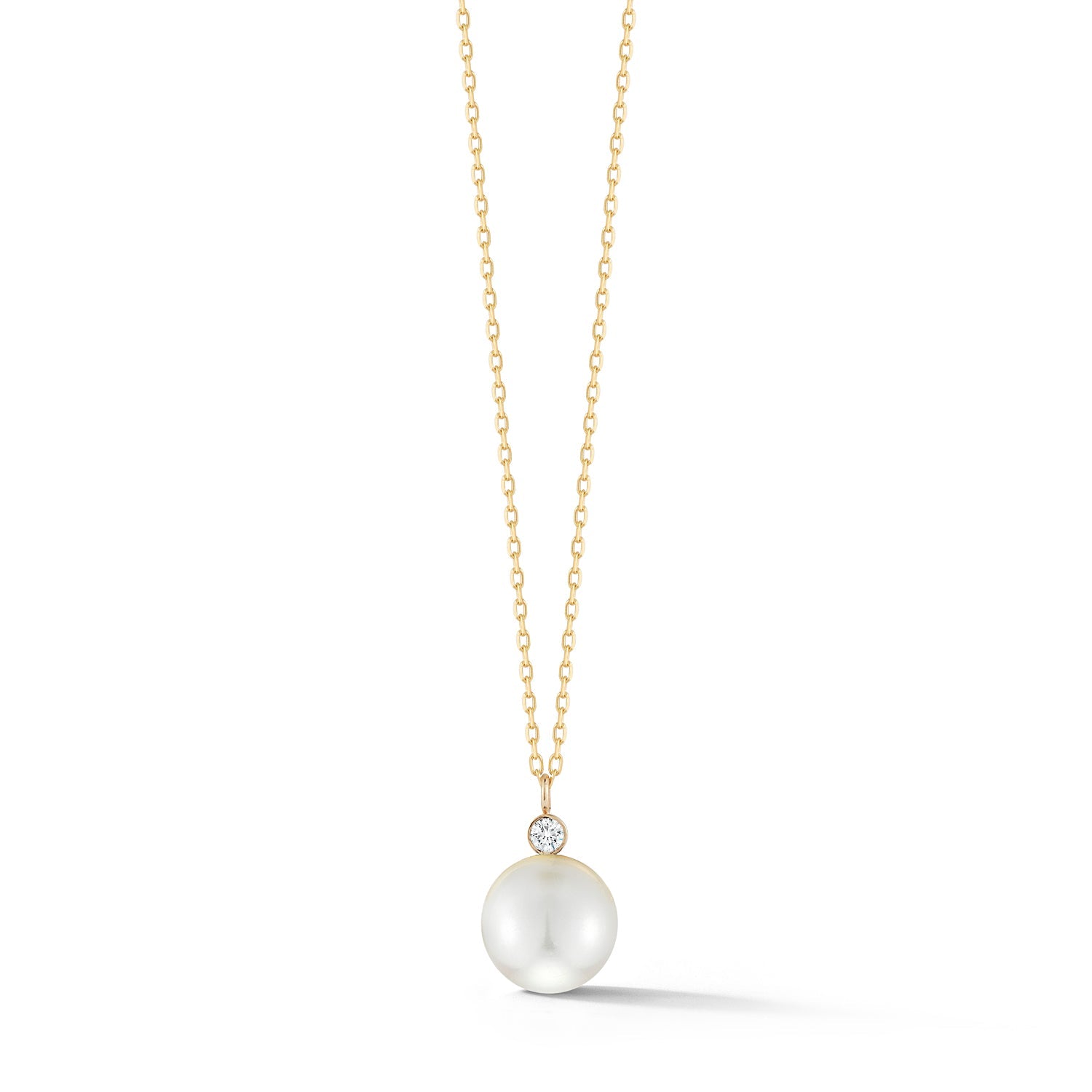 14K Gold Pearl and Diamond Dot Necklace