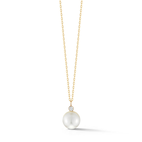 14K Gold Pearl and Diamond Dot Necklace | Over The Moon