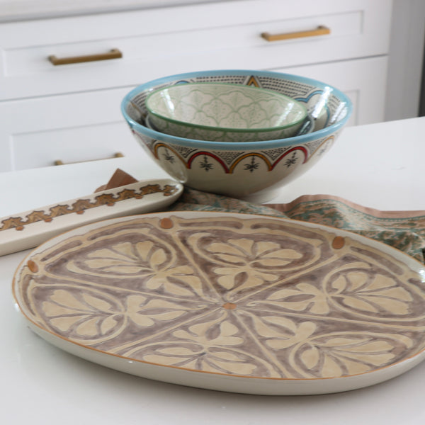 Anthea Caramel and Coco Hand-Painted Serving Tray