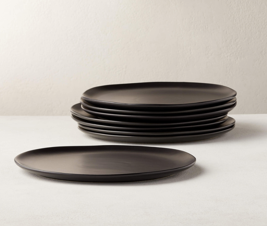 Crisp Matte Black Dinner Plates Set of 8