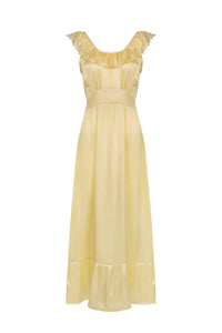 Valentia Satin Dress in Yellow