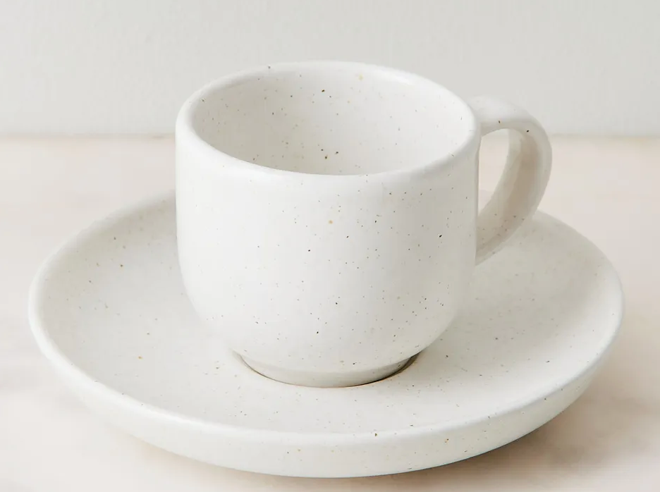 Ceramic Espresso Cup & Saucer, Set of 4