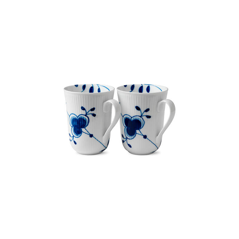 Blue Fluted Mega Mug 11 oz, Set of 2