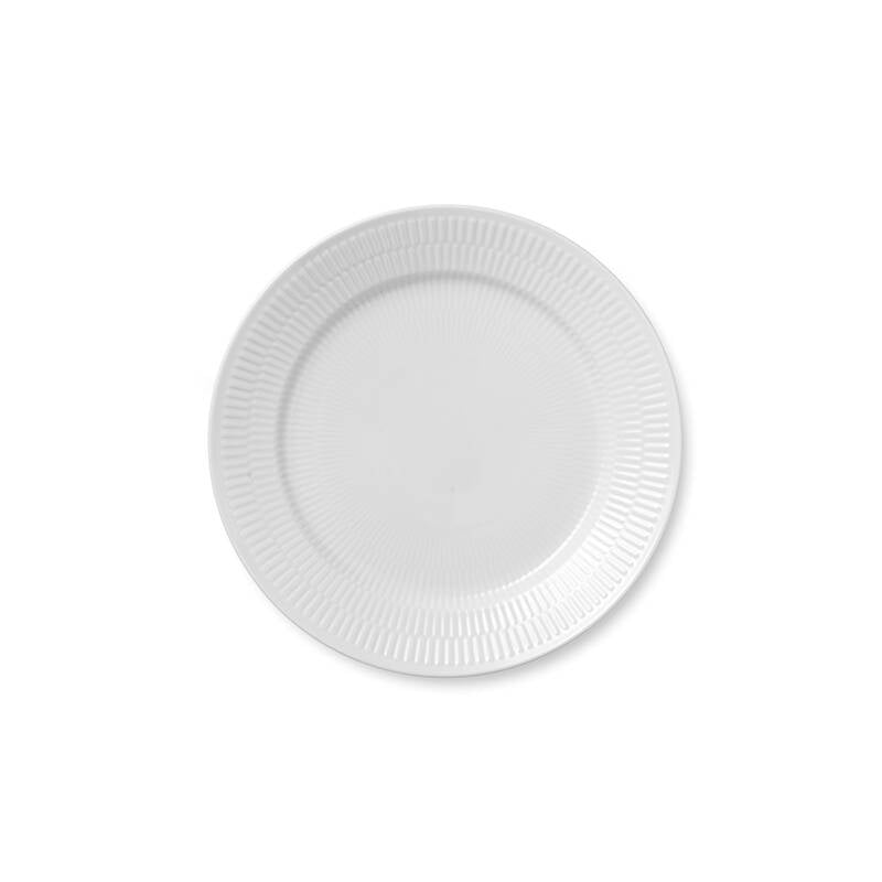 White Fluted Dinner Plate 10.75”