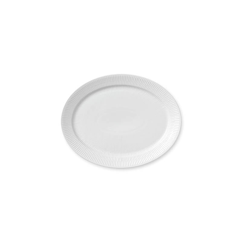 White Fluted Oval Platter 13.5"