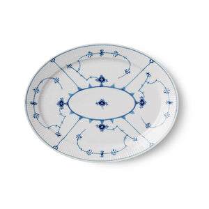 Blue Fluted Plain Oval Platter 13.5"