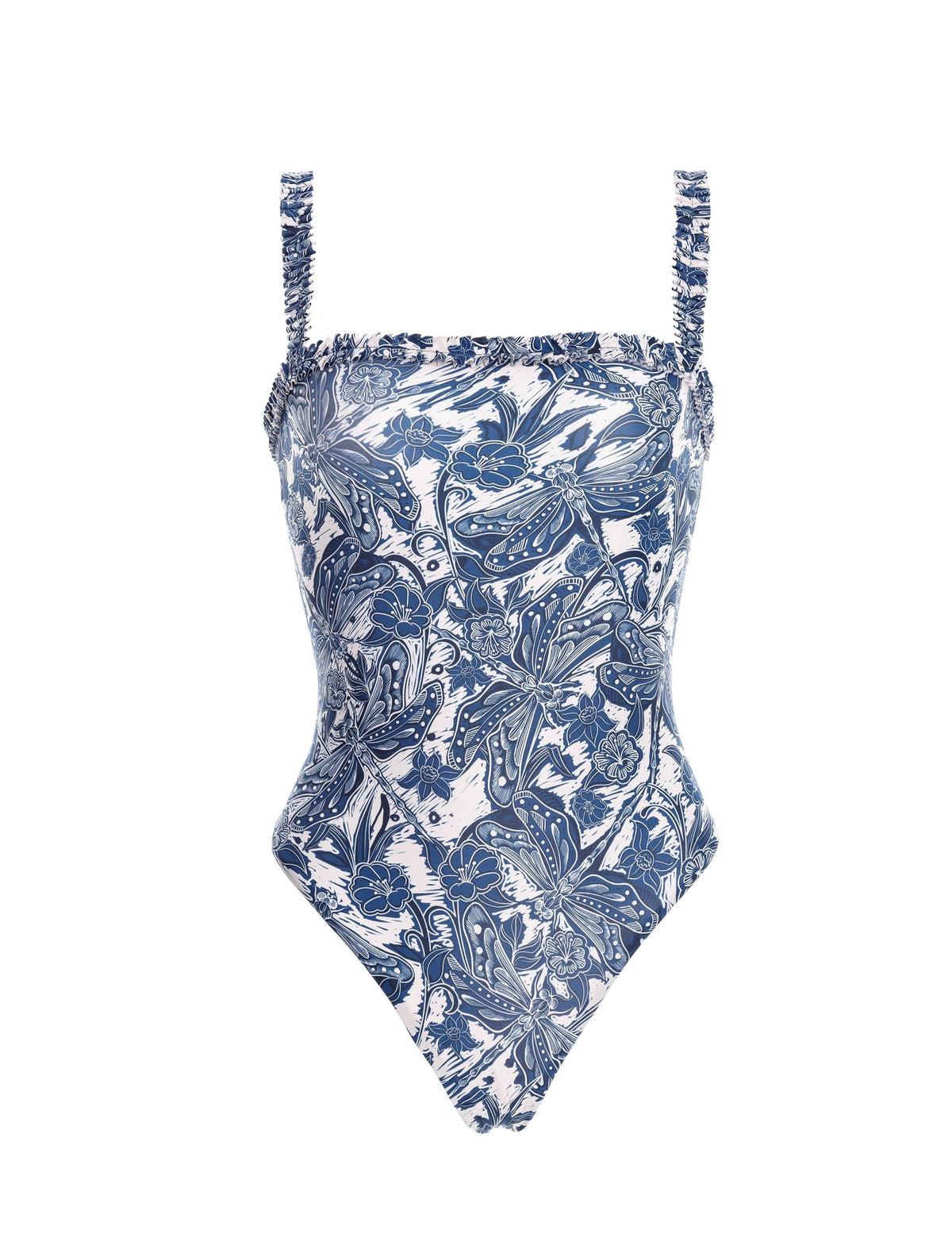 Limon One Piece in Blue Dragonfly Print