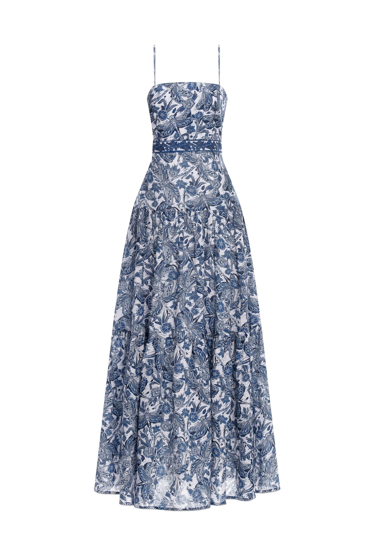 Lima Printed Maxi Dress in Blue Dragonfly Print
