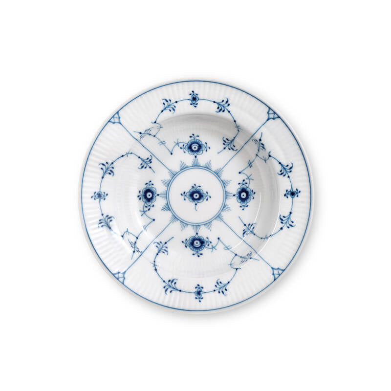 Blue Fluted Plain Deep Plate 6.7"