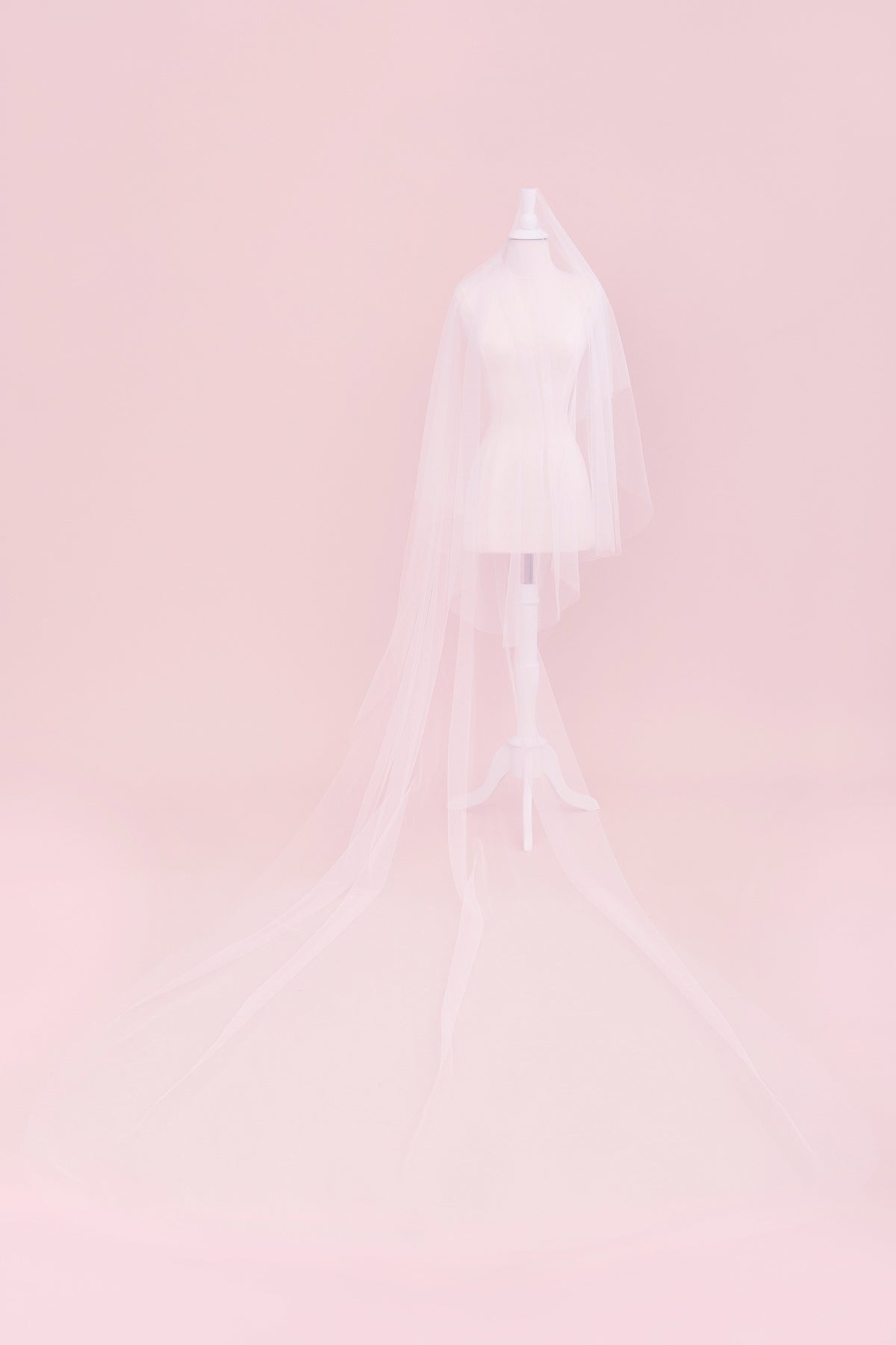 The Classic Silk Tulle Drop Wedding Veil Blusher 40in with Cathedral 120in