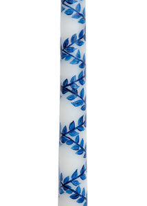 Blue Double Vine Hand-Painted Taper Candles, Set of Two