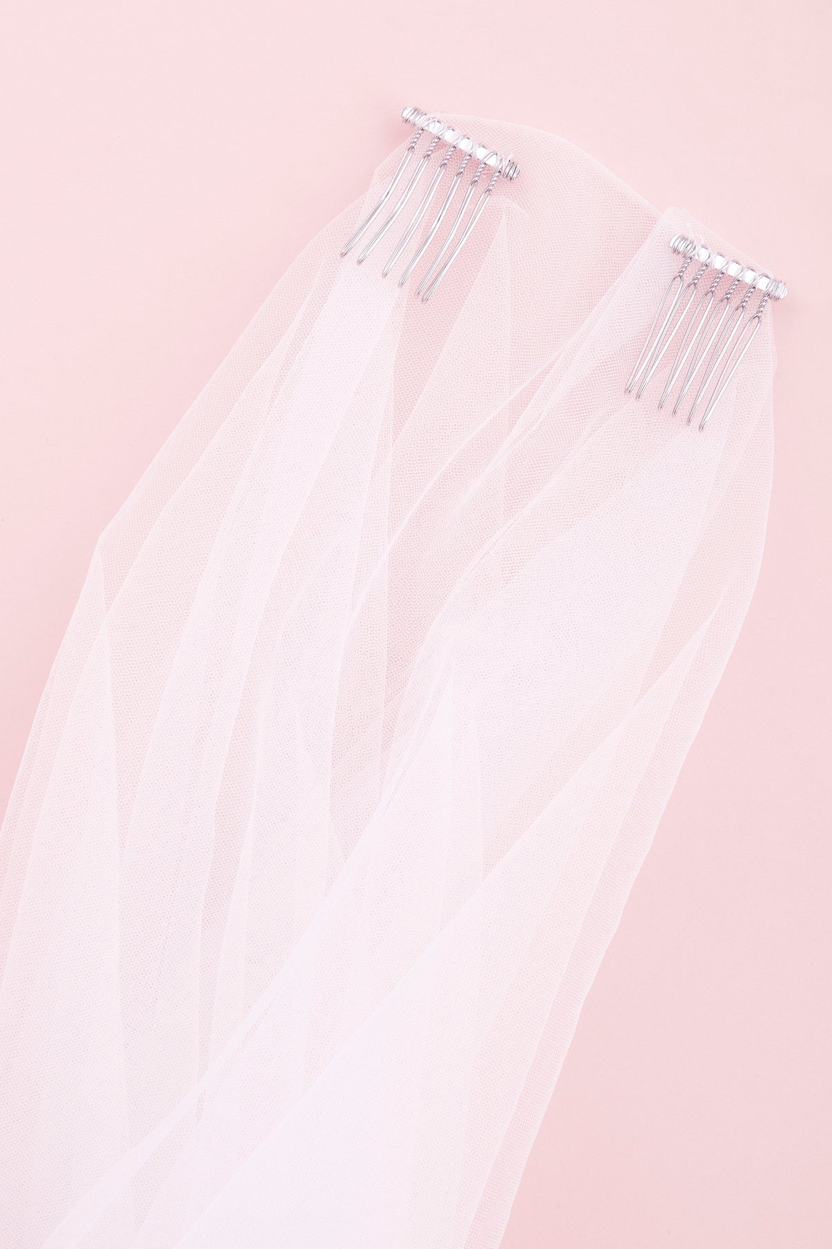 The Classic Silk Tulle Drop Wedding Veil Blusher 40in with Cathedral 120in