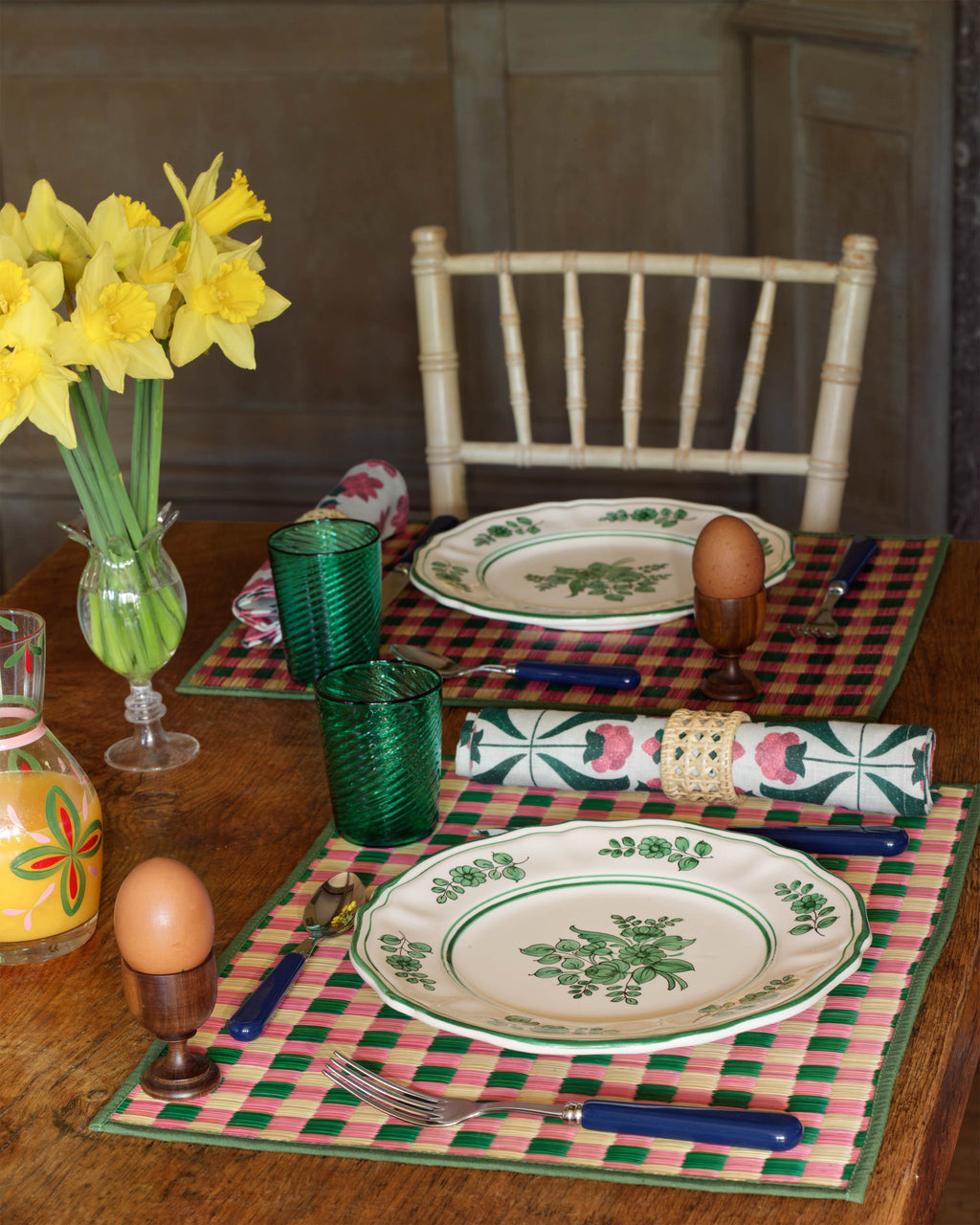 Capri Placemat, Pink and Green