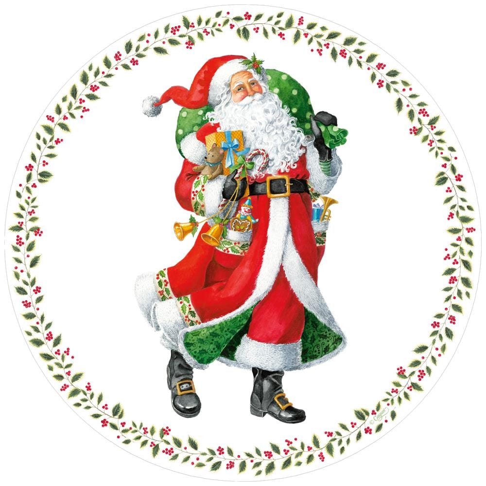 Jolly St. Nick Round Paper Placemats, Set of 12