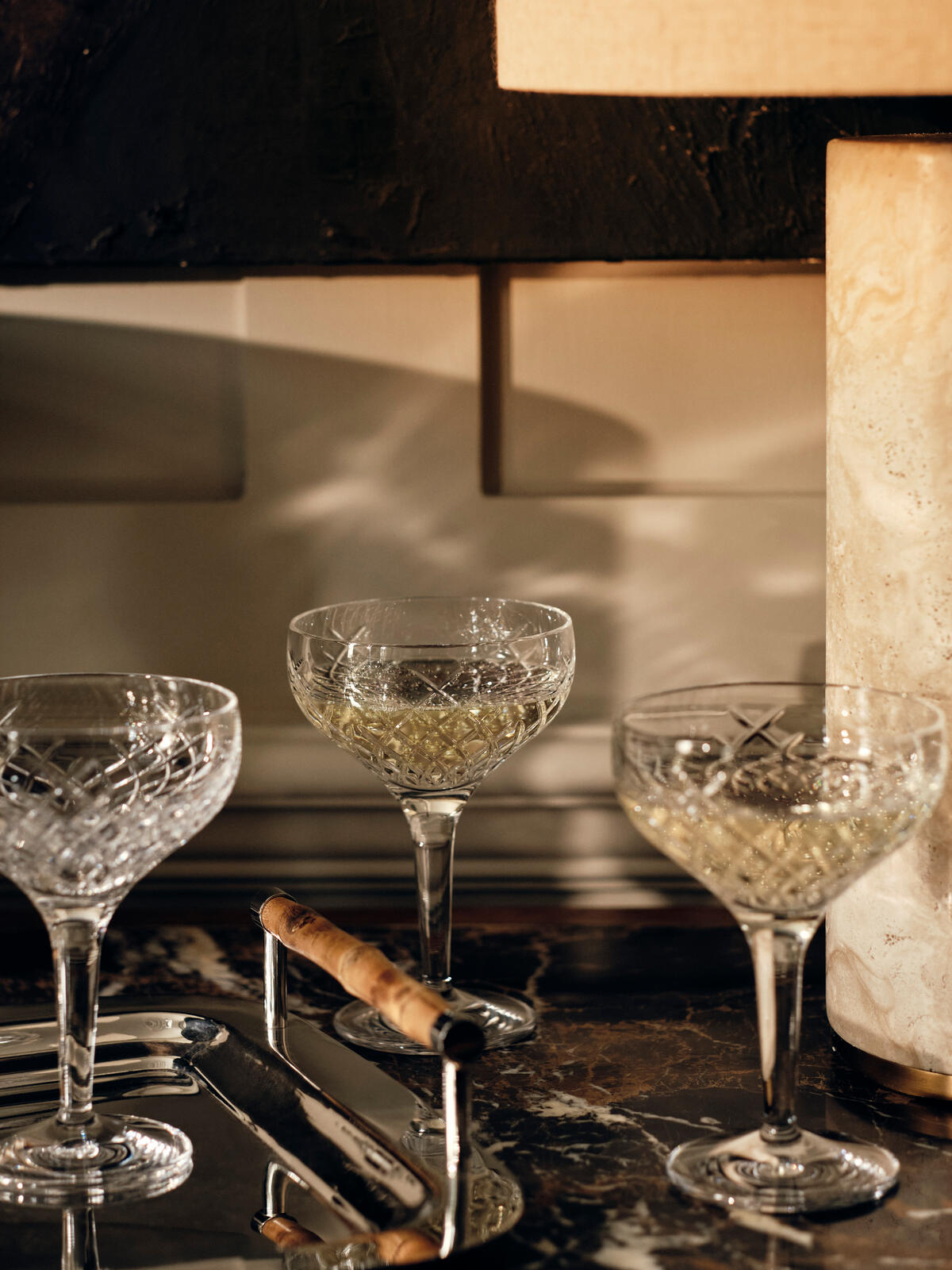 Barwell Cut Crystal Champagne Coupe, Set of Four