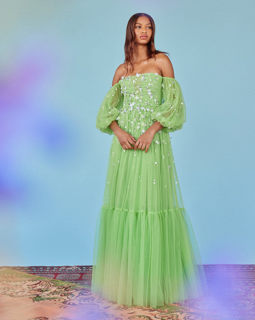 parakeet green dress Midi Bias Dress
