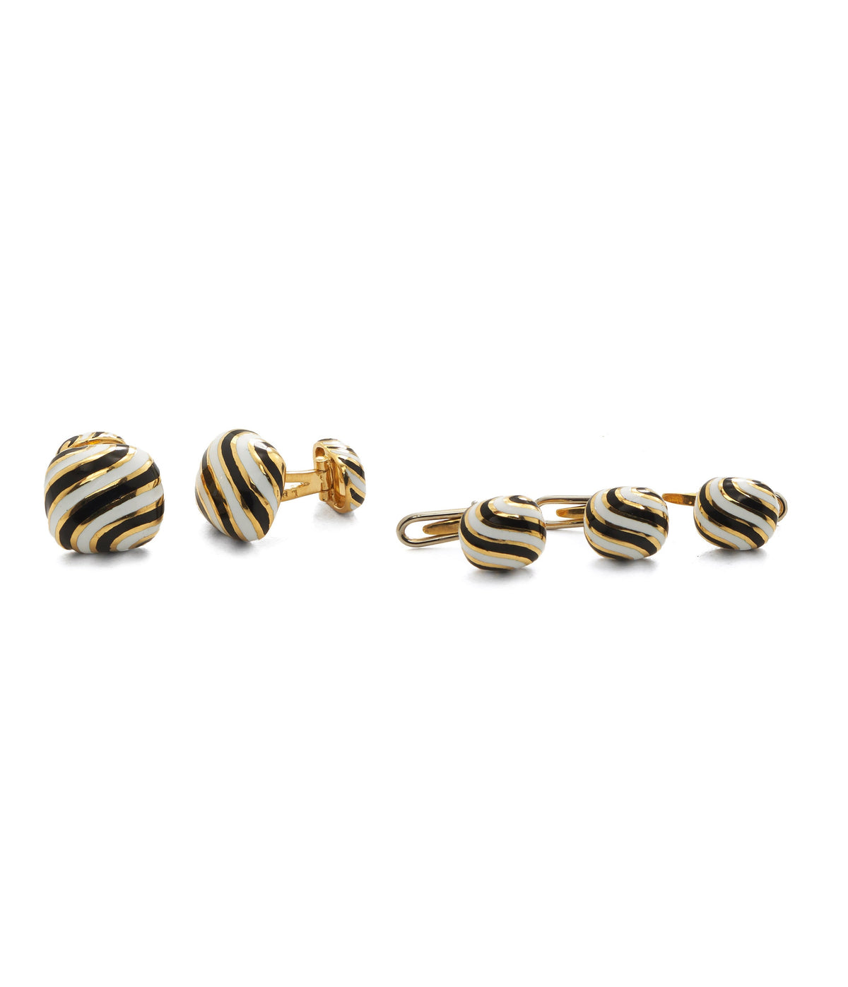 Zebra Stripe Earrings  Striped earrings, White enamel, 18k gold