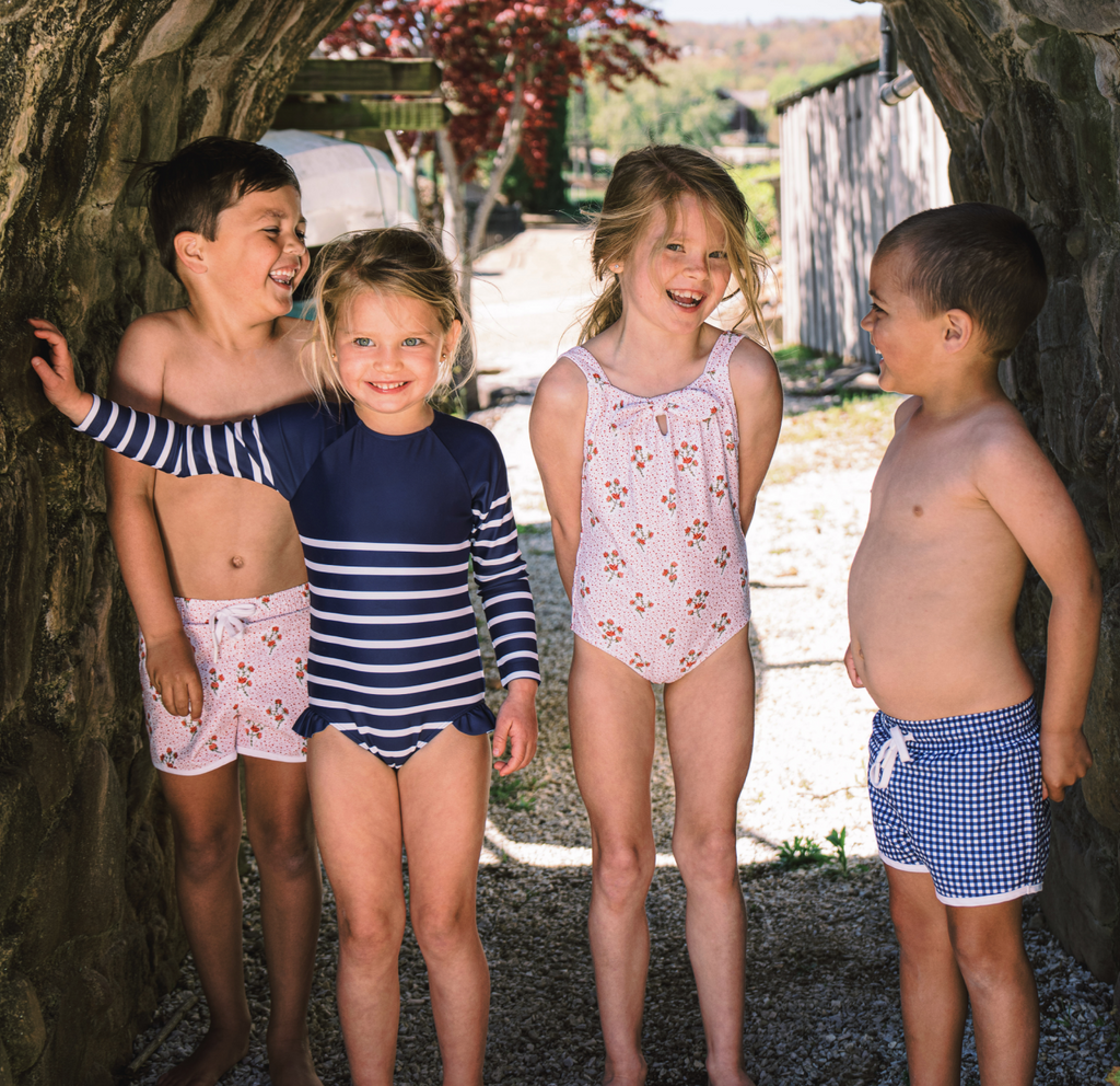 Girls Raspberry Red Gathered One Piece