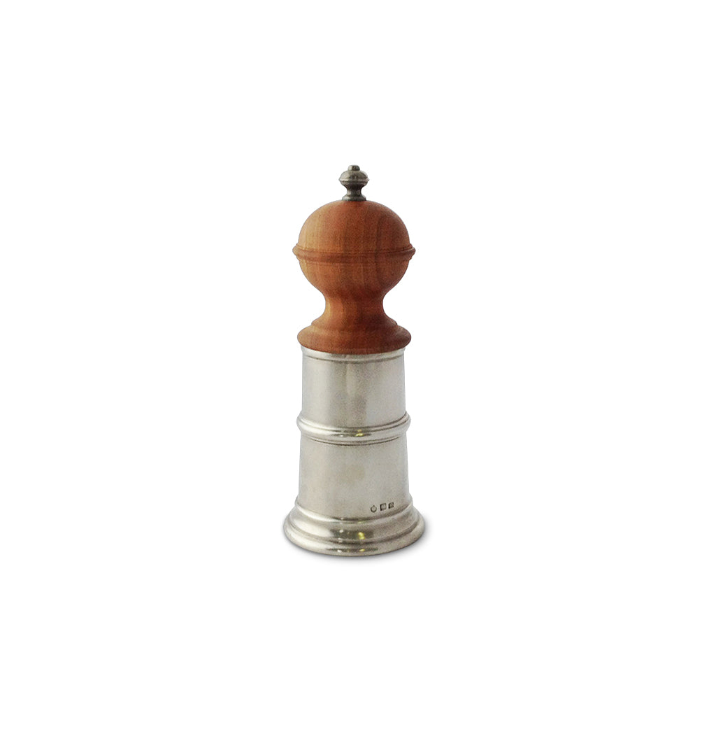 Wood and Pewter Pepper Mill