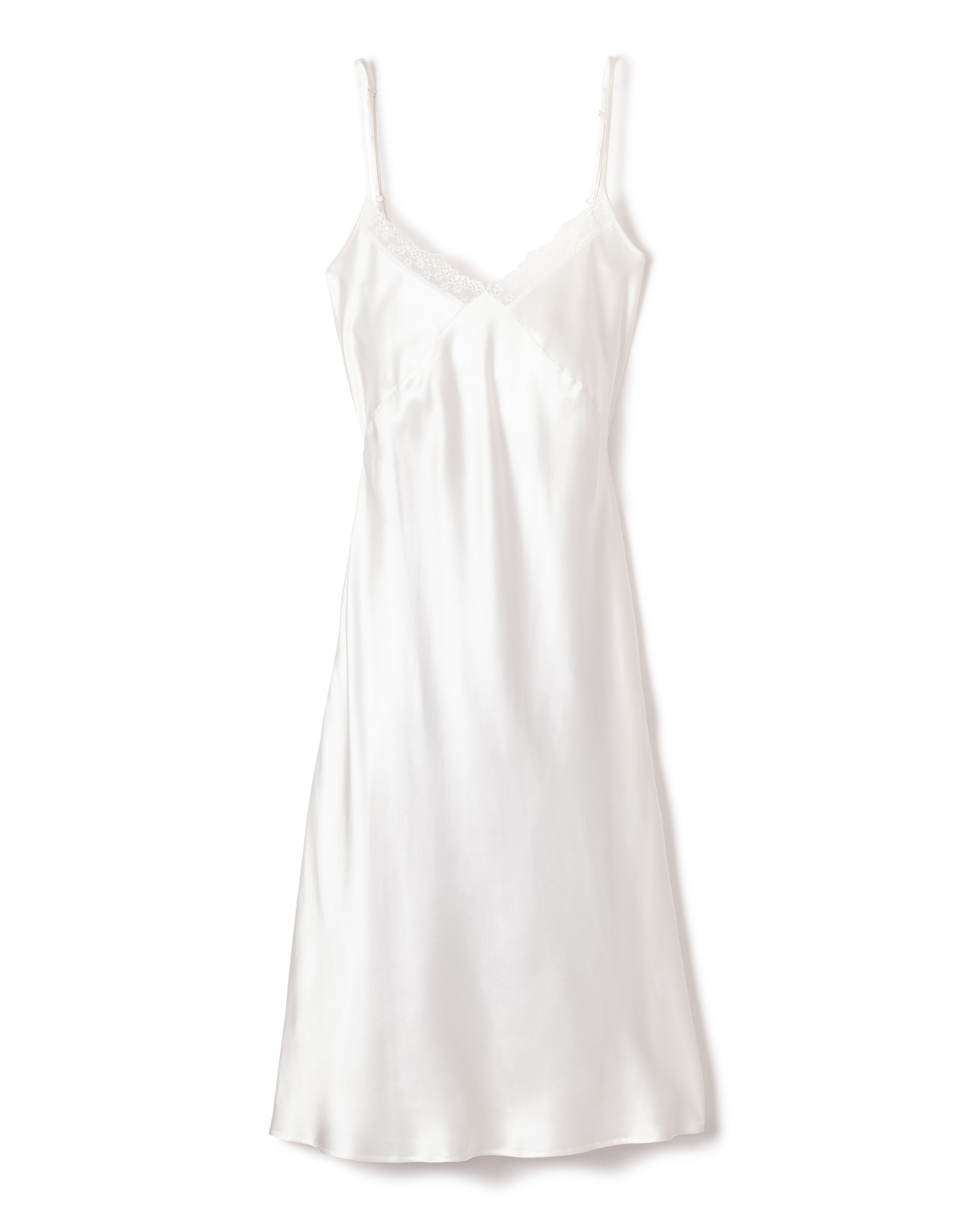 Women’s Mulberry Silk White Cosette Night Dress with Lace