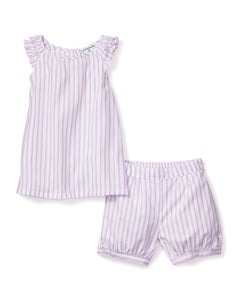 Children's Lavender French Ticking Amelie Short Set