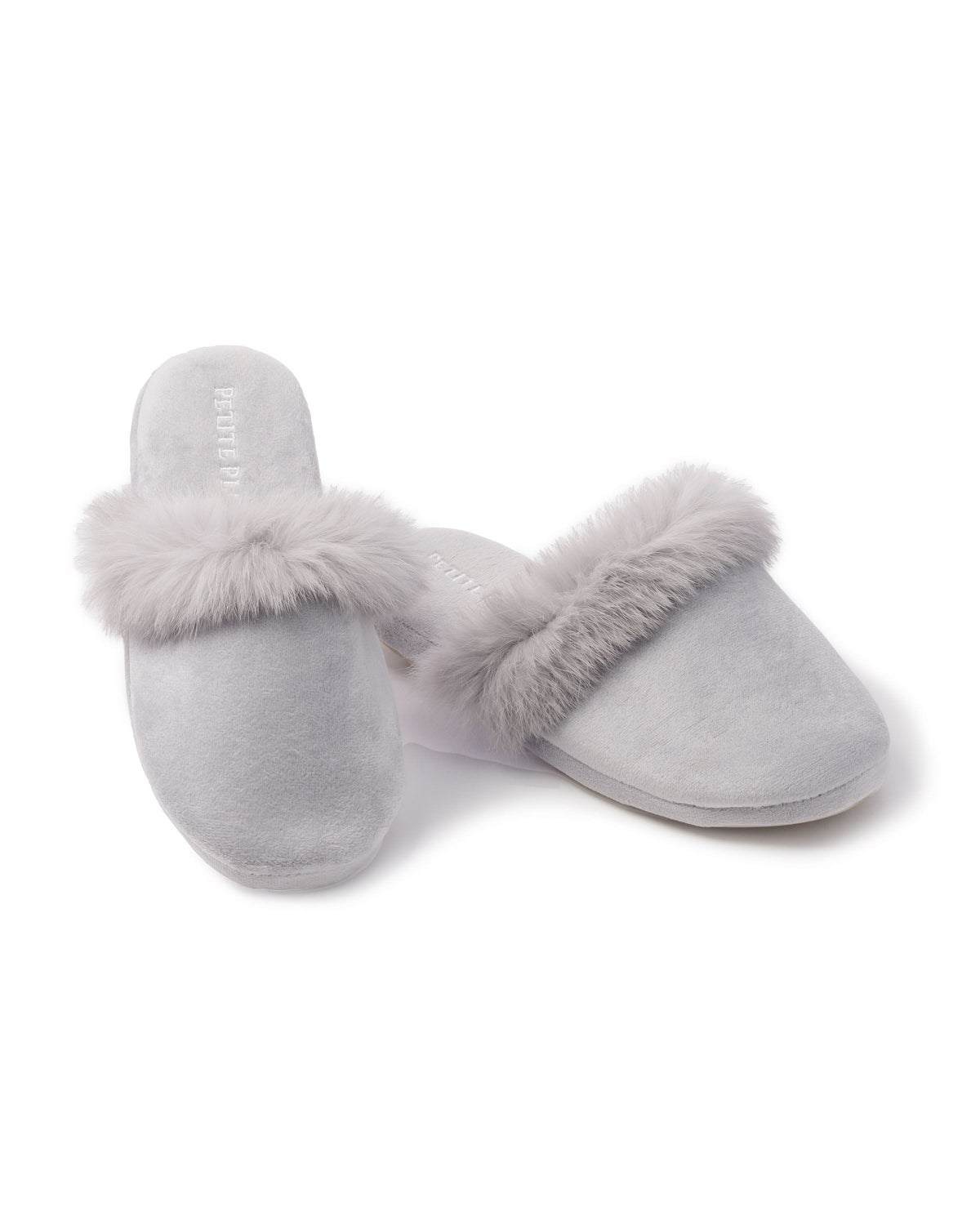 Women’s Grey Faux Fur Trim Slipper