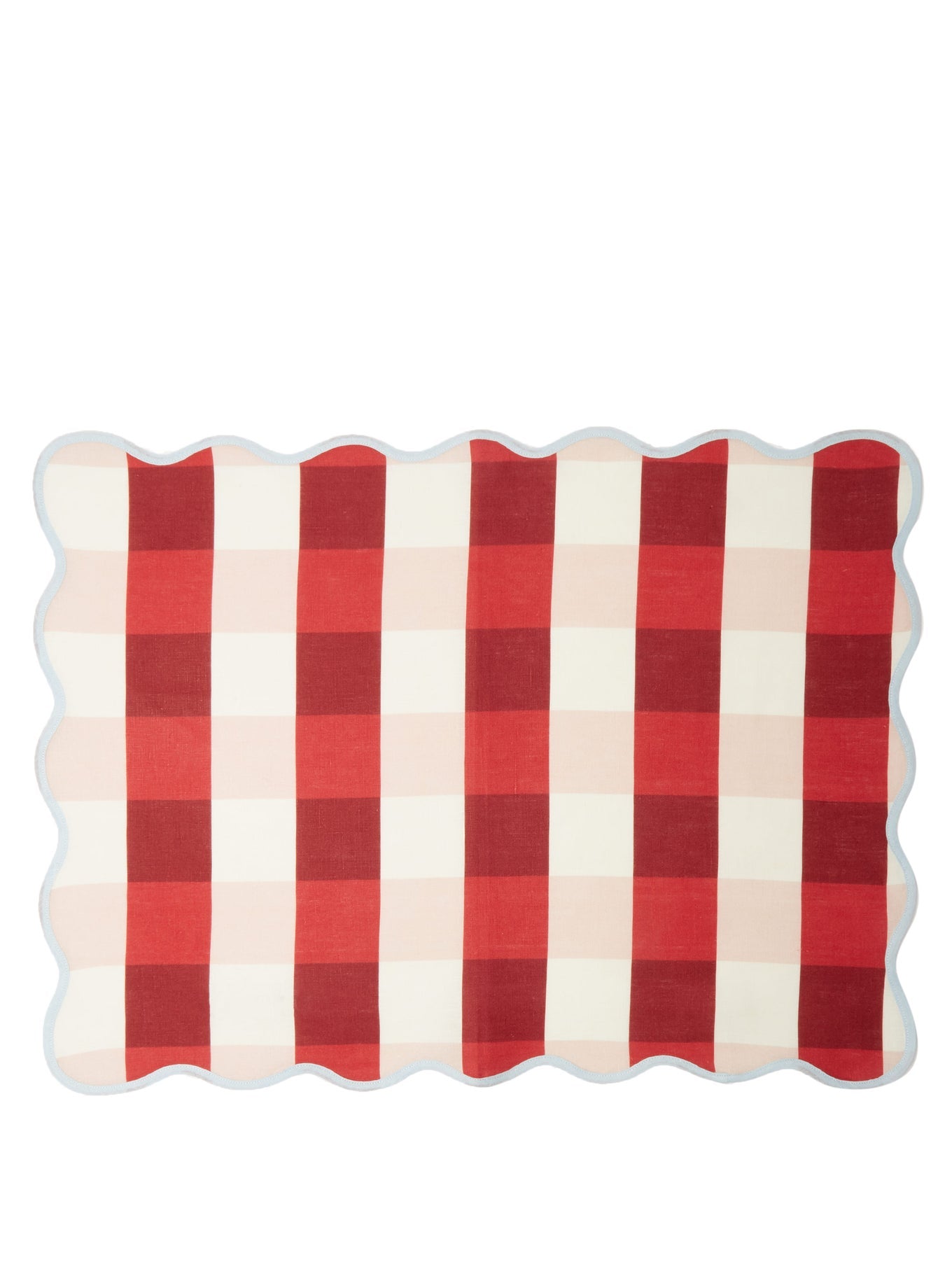 Angela WicksteadSet of four scalloped-edge gingham linen placemats