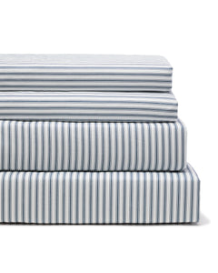 Luxe Premium 100% Cotton Navy French Ticking Bed Sheets