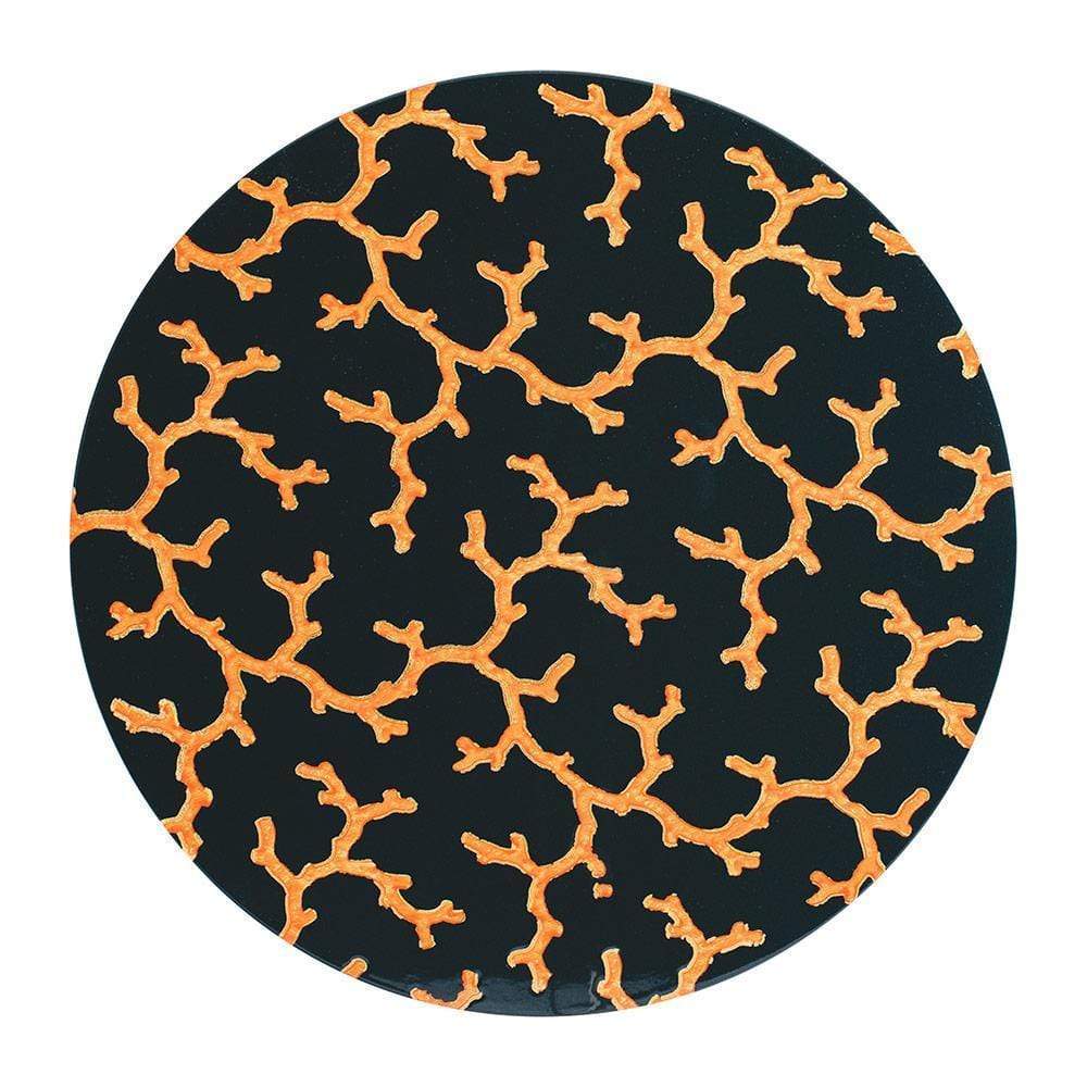 The Coral Sea Round Lacquer Placemat in Black